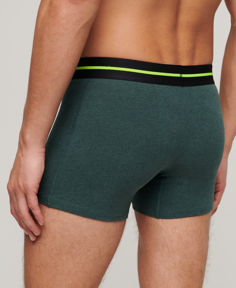 Superdry Organic Cotton Boxer Triple Pack Dark Indigo Blue Marl/Buck Green Marl/Nautical Yellow
