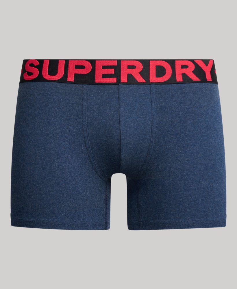 Superdry Organic Cotton Boxer Triple Pack Dark Indigo Blue Marl/Buck Green Marl/Nautical Yellow