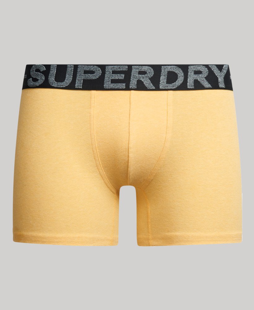 Superdry Organic Cotton Boxer Triple Pack Dark Indigo Blue Marl/Buck Green Marl/Nautical Yellow