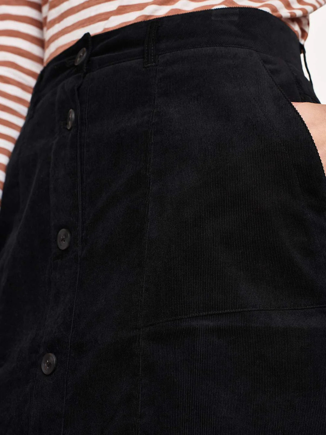 Thought Alani Organic Cotton Cord Skirt Black