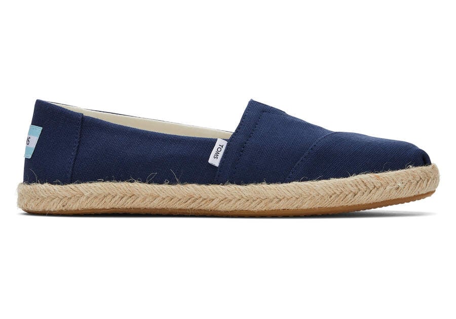 TOMS Alpargata Global Jaquard Rope Espadrille Navy - Size: 36.5EU/4UK