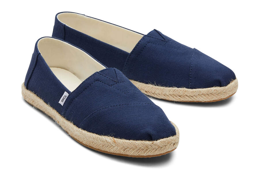 TOMS Alpargata Global Jaquard Rope Espadrille Navy - Size: 36.5EU/4UK