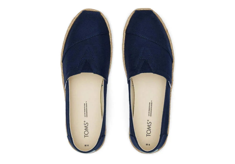 TOMS Alpargata Global Jaquard Rope Espadrille Navy - Size: 36.5EU/4UK