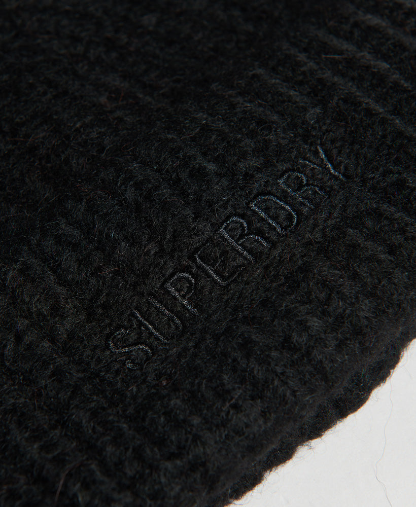 Superdry Vintage Ribbed Beanie Black