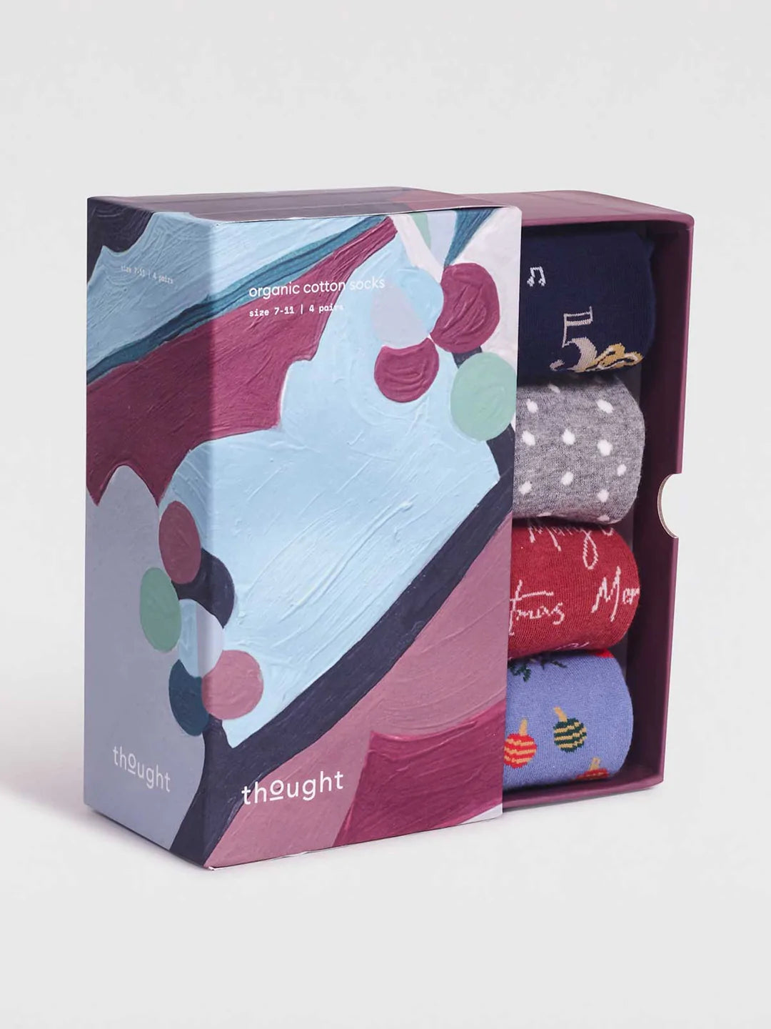 Thought Carole GOTS Organic Cotton Christmas Women's Sock Box