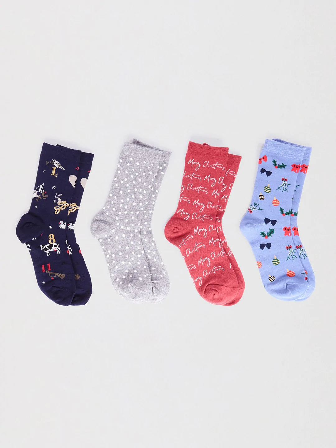 Thought Carole Women's GOTS Organic Cotton Christmas Sock Box