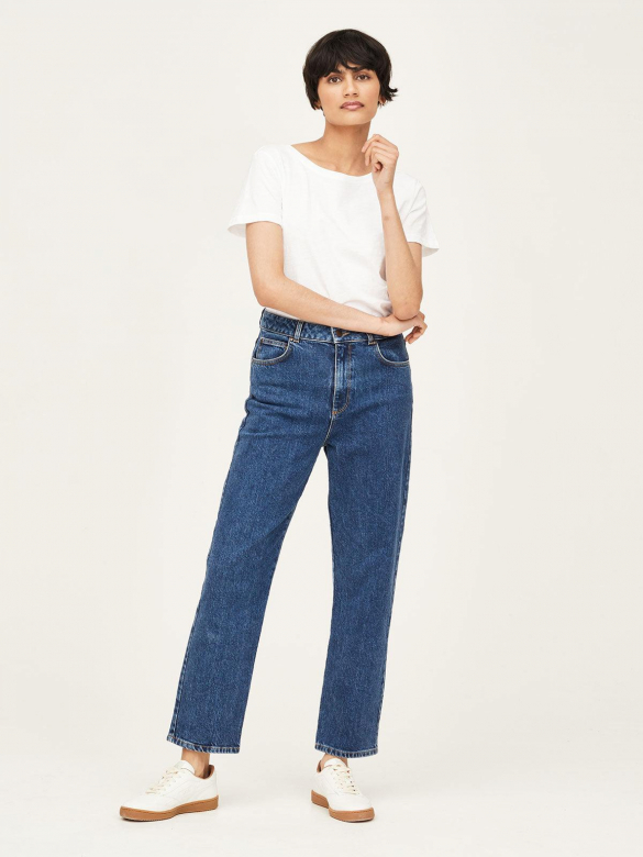 Thought GOTS Straight Jeans Mid Blue Wash