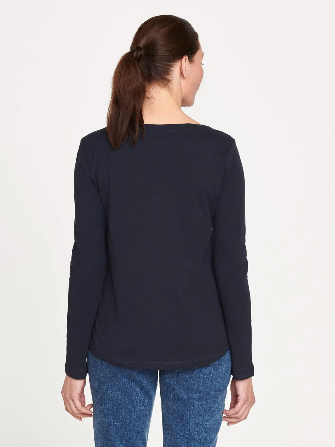 Thought Fairtrade Long Sleeve Organic Cotton Top Navy - Size: 14