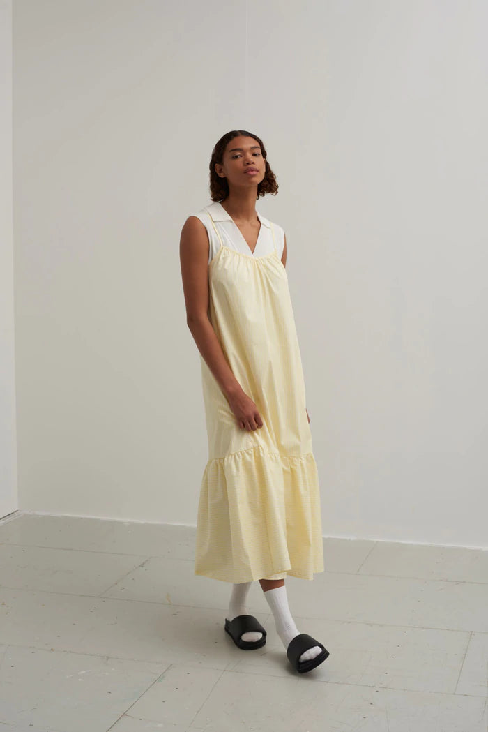 Esmé Studios Women's Ginny Maxi Oversize Strap Dress Almond Oil Stripe