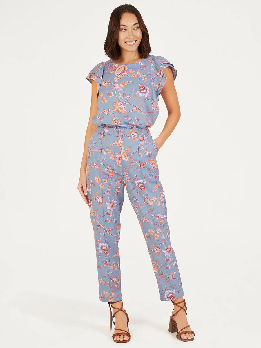 Thought Meadow Tencel™ Floral Tapered Trousers Lavender Blue. Womens Trousers. Thought Trousers. Smart Womens trousers. Cargo Trousers