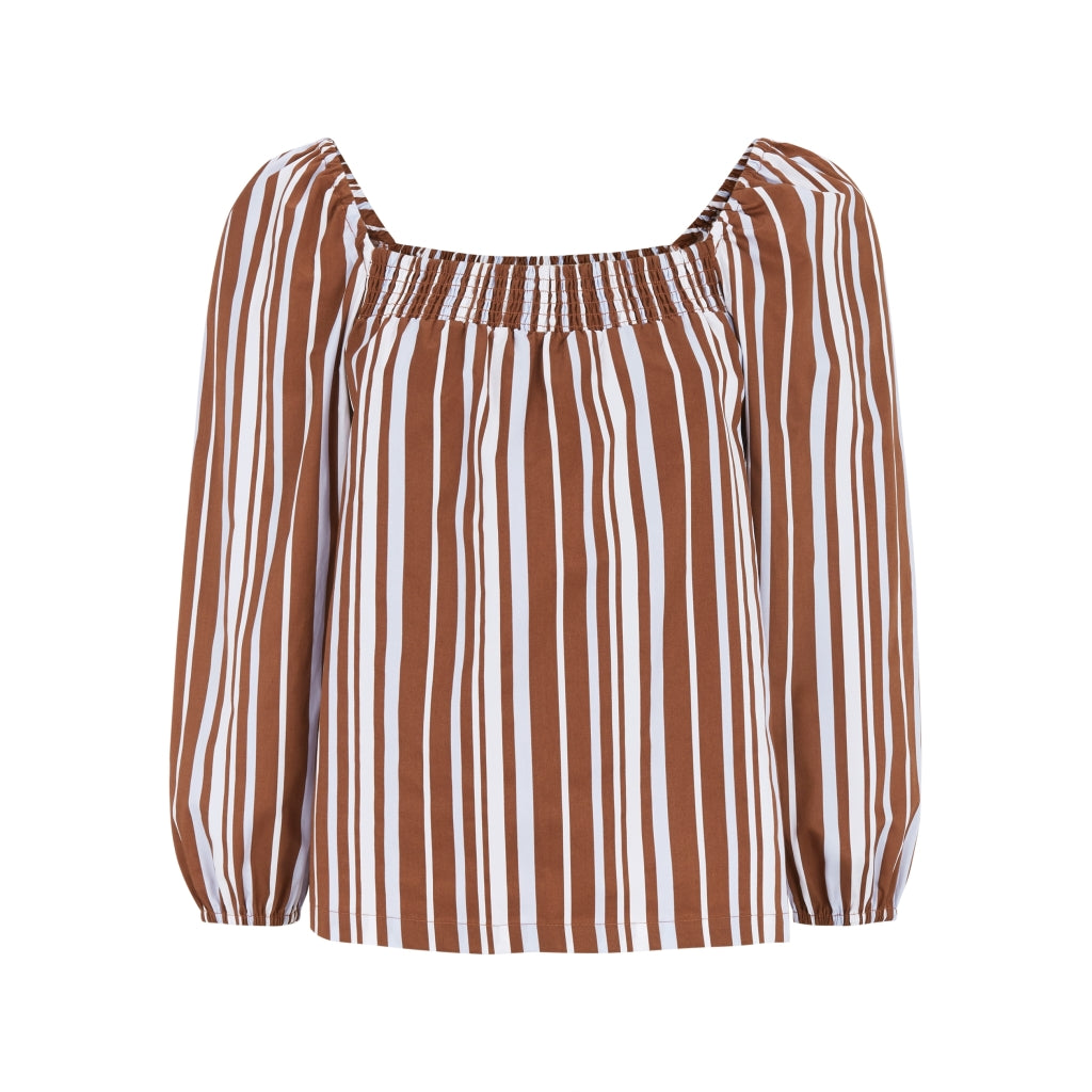 Esmé Studios ESGinny 3/4 Blouse Stripe Sequoia/Gray Dawn/Snow White