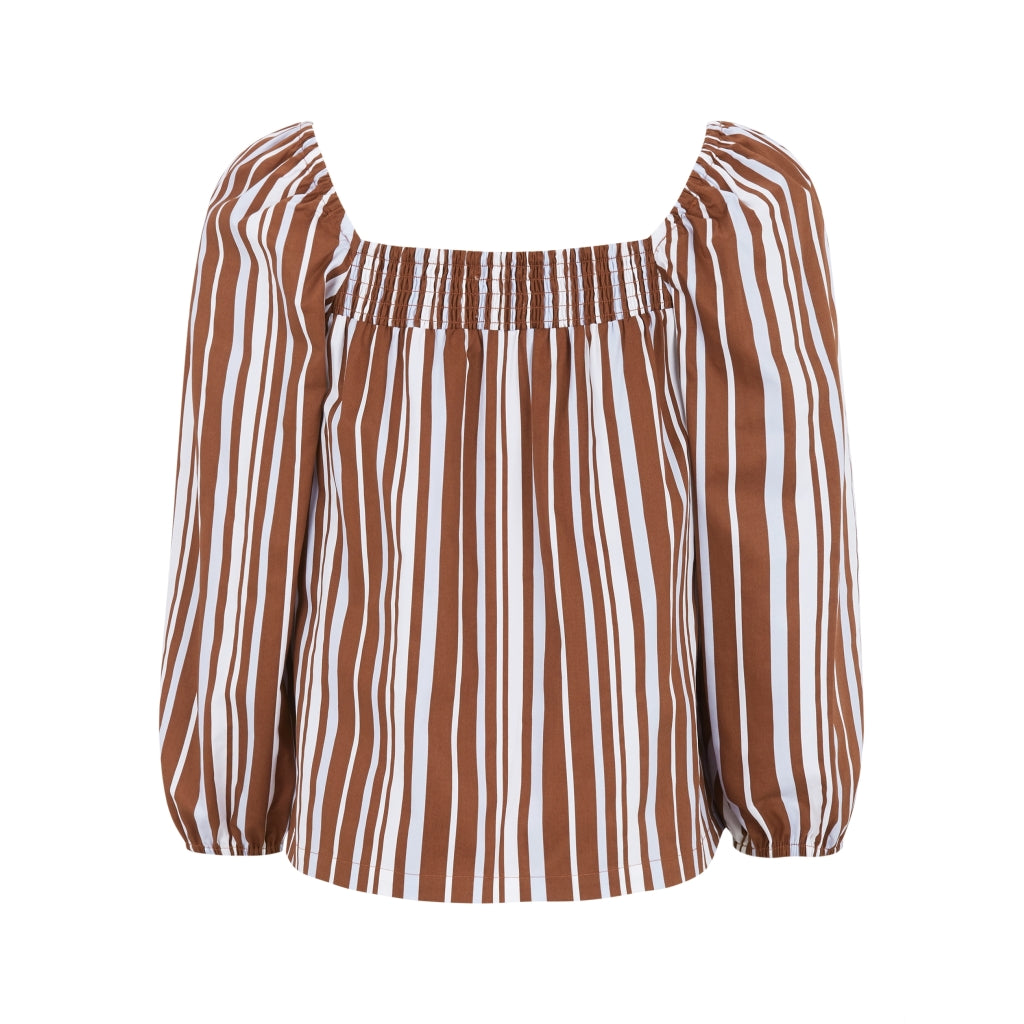 Esmé Studios ESGinny 3/4 Blouse Stripe Sequoia/Gray Dawn/Snow White