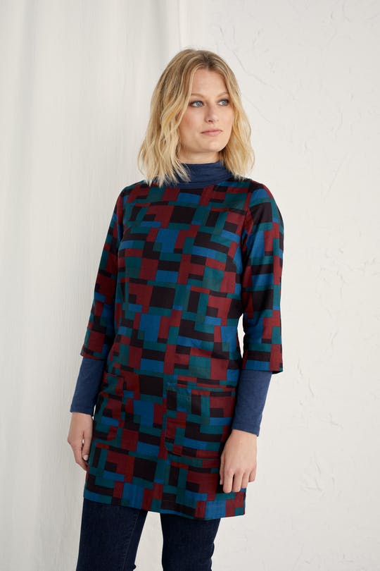 Seasalt Clay Pots Tunic Artist's Check Hawthorn