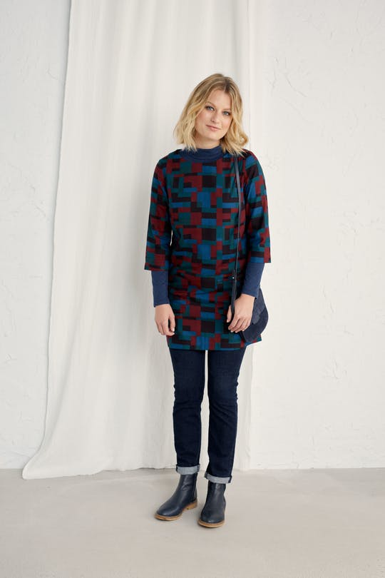 Seasalt Clay Pots Tunic Artist's Check Hawthorn - Size: 8