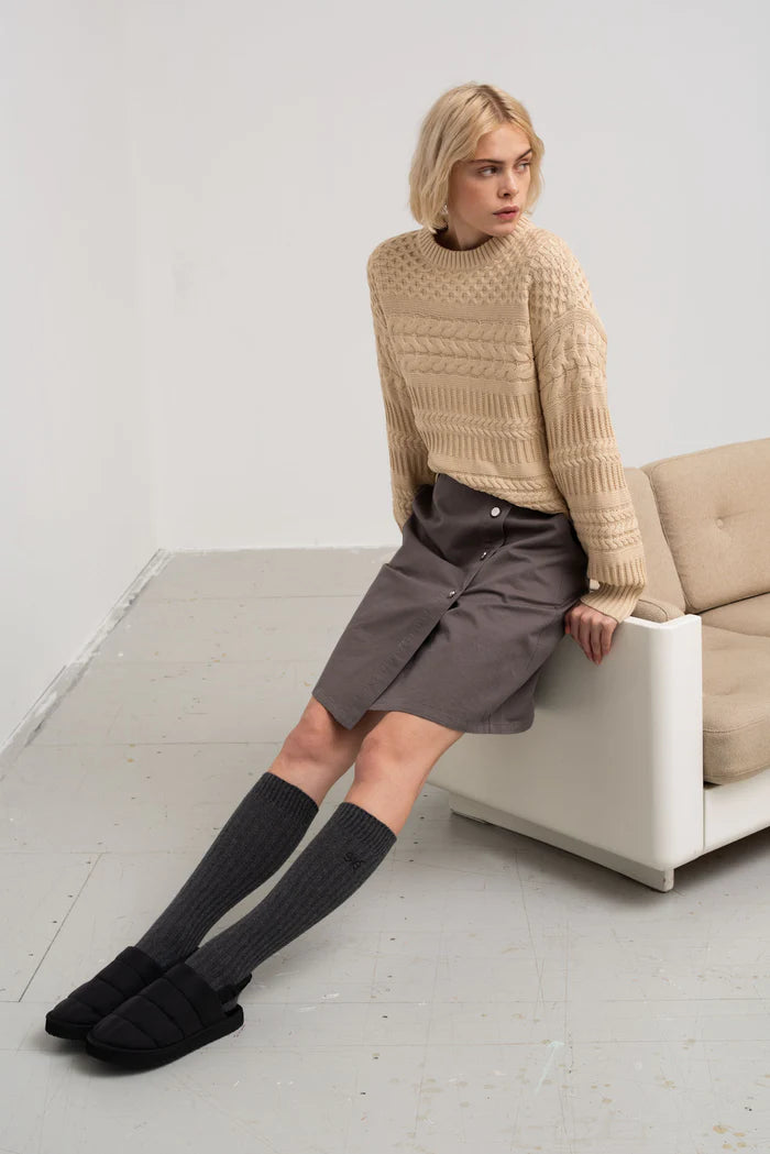Esmé Studios ESErin Wrap Over Skirt Charcoal Gre