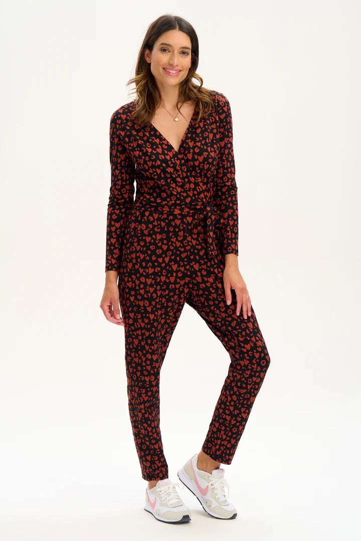 Sugarhill Brighton Xena Jersey Women's Jumpsuit Black/Rust Leopard Love. Sugarhill Brighton Jumpsuit. Sugarhill Brighton Jumpsuit
