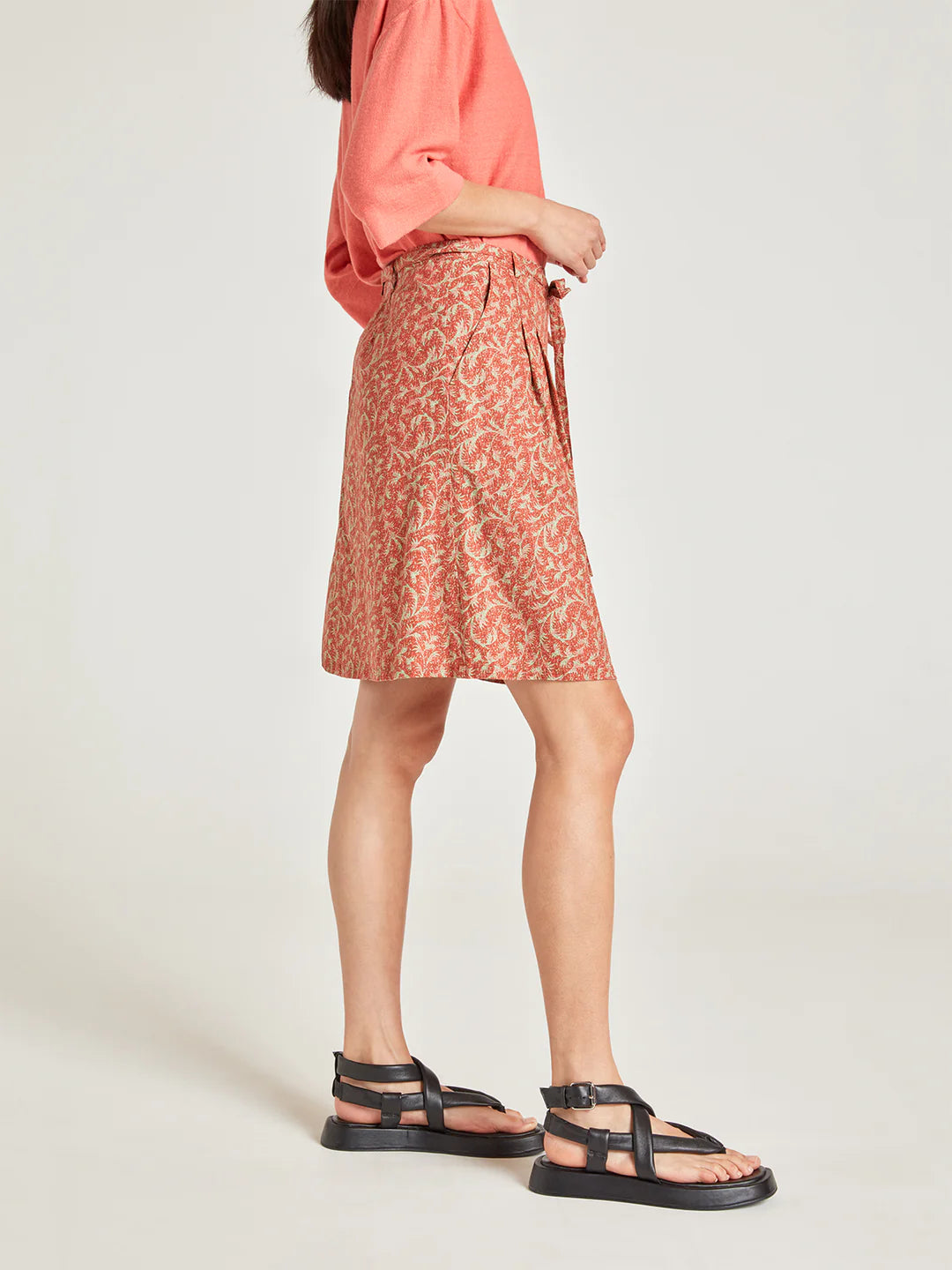 Thought Zenobia Hemp Short Skirt Dark Clay Orange - Size: 18