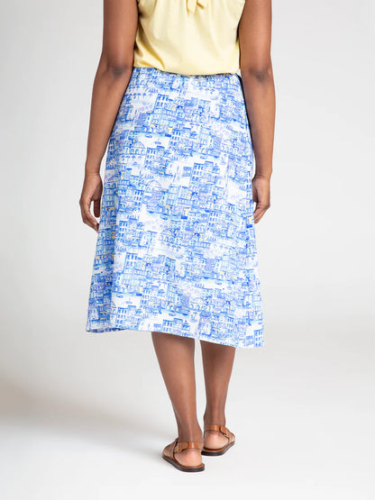 Thought Imogen Organic Cotton Midi Skirt Azure Blue