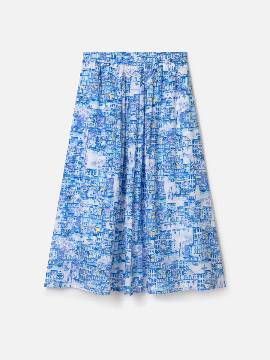 Thought Imogen Organic Cotton Midi Skirt Azure Blue