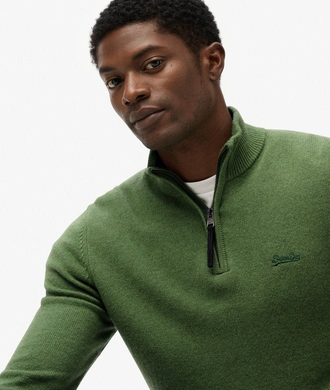 Superdry Wool Blend Half Zip Jumper Artichoke Green Marl