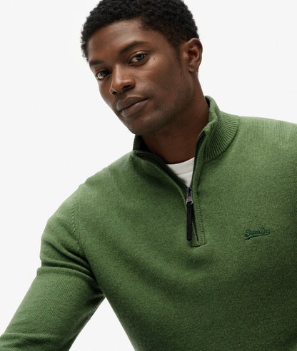 Superdry Wool Blend Half Zip Jumper Artichoke Green Marl
