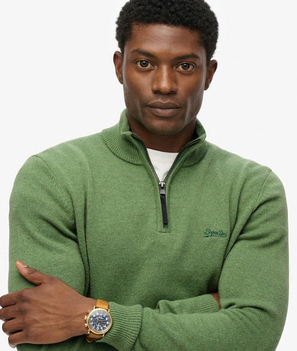 Superdry Wool Blend Half Zip Jumper Artichoke Green Marl