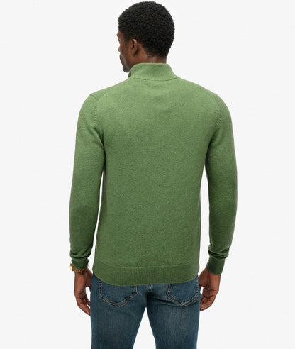 Superdry Wool Blend Half Zip Jumper Artichoke Green Marl