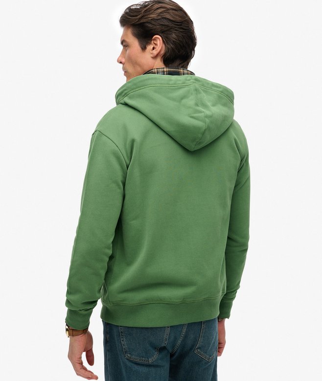 Superdry Essential Logo Half Brushed Zip Hoodie Artichoke Green