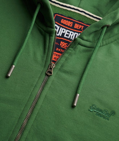 Superdry Essential Logo Half Brushed Zip Hoodie Artichoke Green