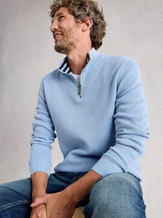 White Stuff Attadale Funnel Neck Long Sleeve Jumper Light Blue