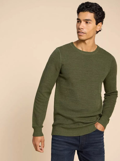 White Stuff Attadale Crew Neck jumper Khaki Green - Size: XL