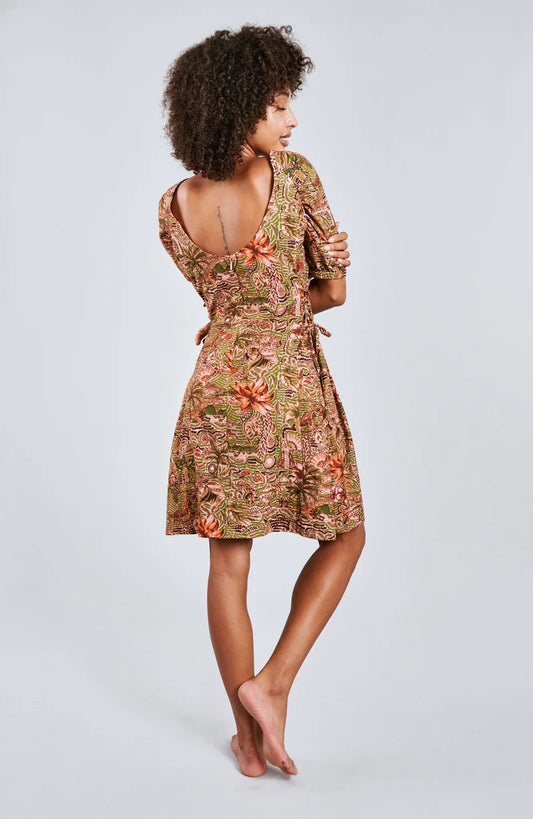 Komodo Bali Tropical Print Organic Cotton Dress Pink Komodo Fashion Komodo Clothing Womens dress