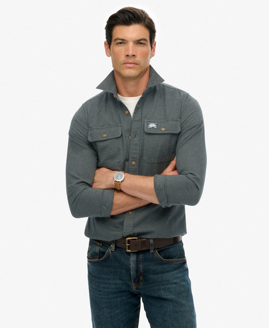 Superdry Flannel Workwear Shirt Balsam Green