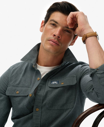 Superdry Flannel Workwear Shirt Balsam Green