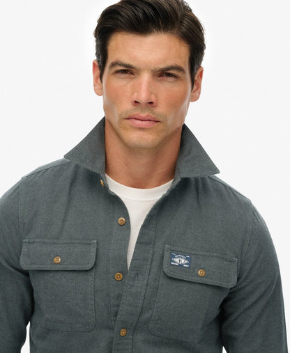 Superdry Flannel Workwear Shirt Balsam Green