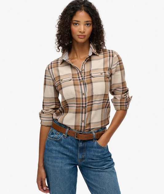 Superdry Lumberjack Check Flannel Shirt Beige/Cream Check