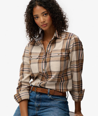 Superdry Lumberjack Check Flannel Shirt Beige/Cream Check