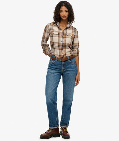 Superdry Lumberjack Check Flannel Shirt Beige/Cream Check