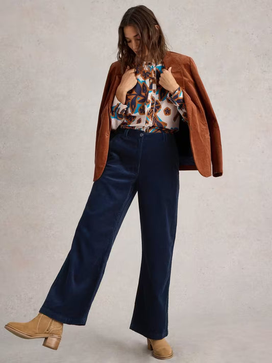 White Stuff Belle Cord Wide Leg Trouser Dark Navy