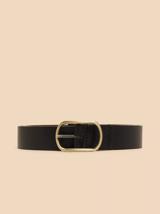 White Stuff Reversible Belt Leather Pure Black