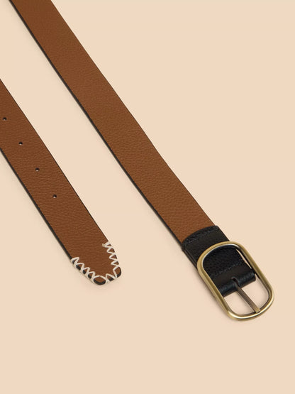 White Stuff Reversible Belt Leather Pure Black