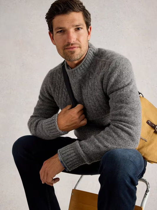 White Stuff Berkley Crew Neck Dark Grey Mens Jumper White Stuff Clothing