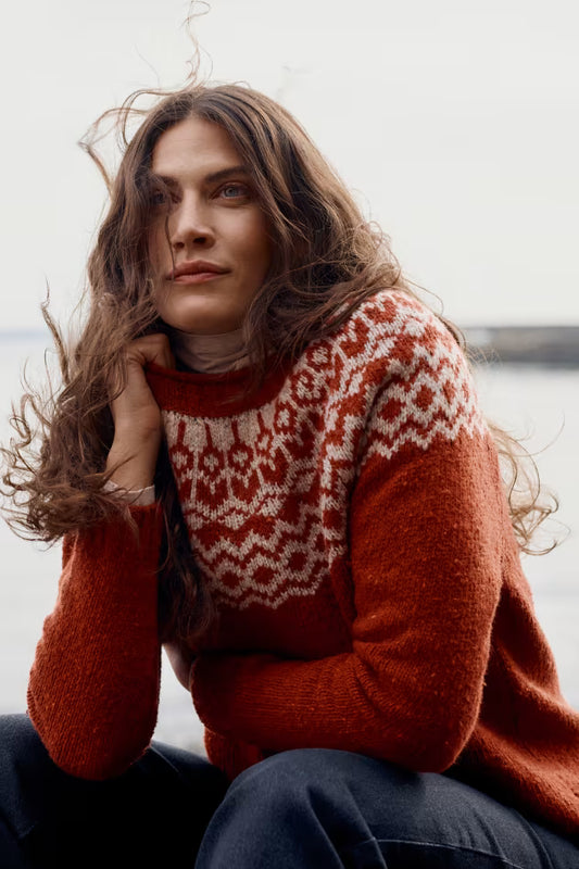 Seasalt Port Kinnis Jumper Merino Wag Tail Red Sail Birch Mix Womens Merino Jumper Seasalt Jumper Seasalt Clothing