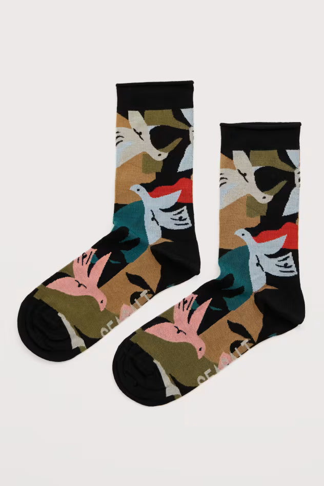 Seasalt Women's Bamboo Arty Socks Shadow Birds Onyx Multi