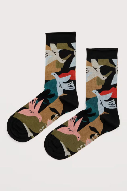 Seasalt Women's Bamboo Arty Socks Shadow Birds Onyx Multi