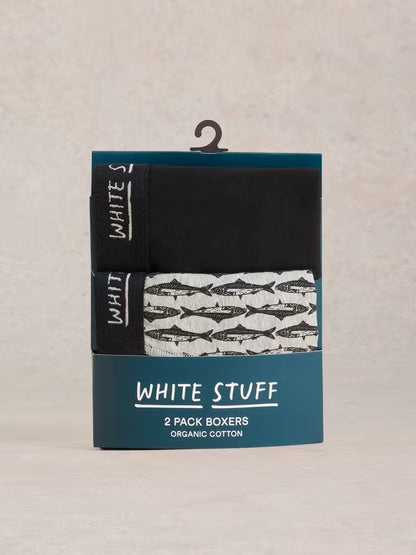 White Stuff Hove 2Pack Boxers Print Plain Black