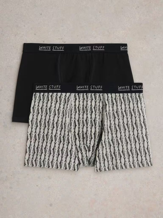 White Stuff Hove 2Pack Boxers Print Plain Black