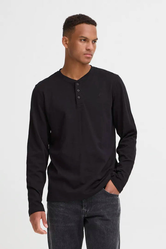 Blend Grandad Long Sleeve Top Black Beauty