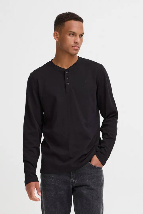 Blend Grandad Long Sleeve Top Black Beauty