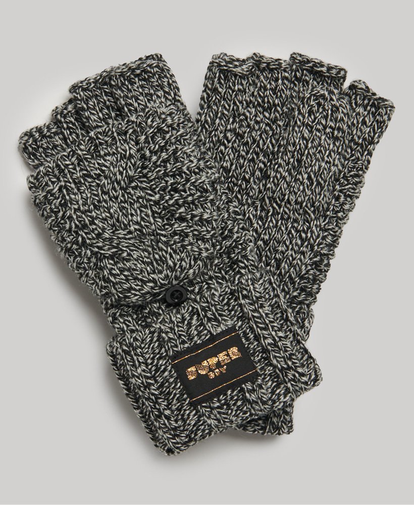Superdry Cable Knit Gloves Black Fleck